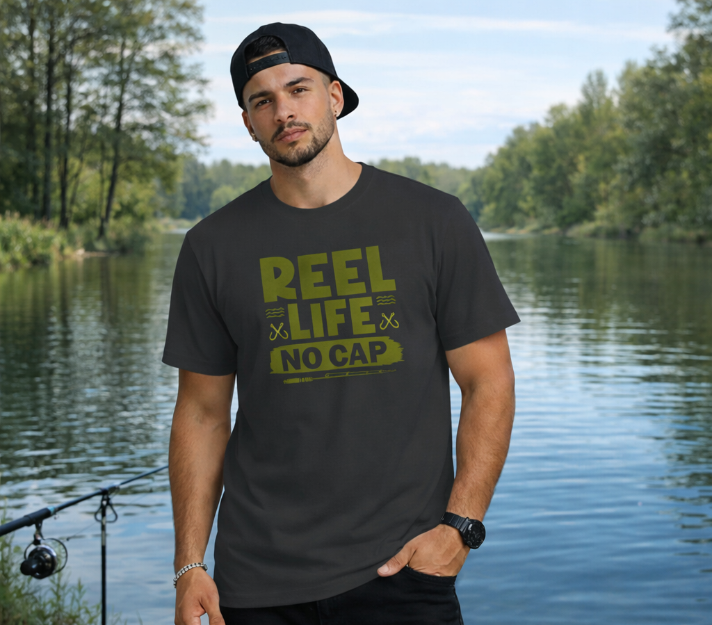 Reel Life. No Cap. – Urban Fishing Tee