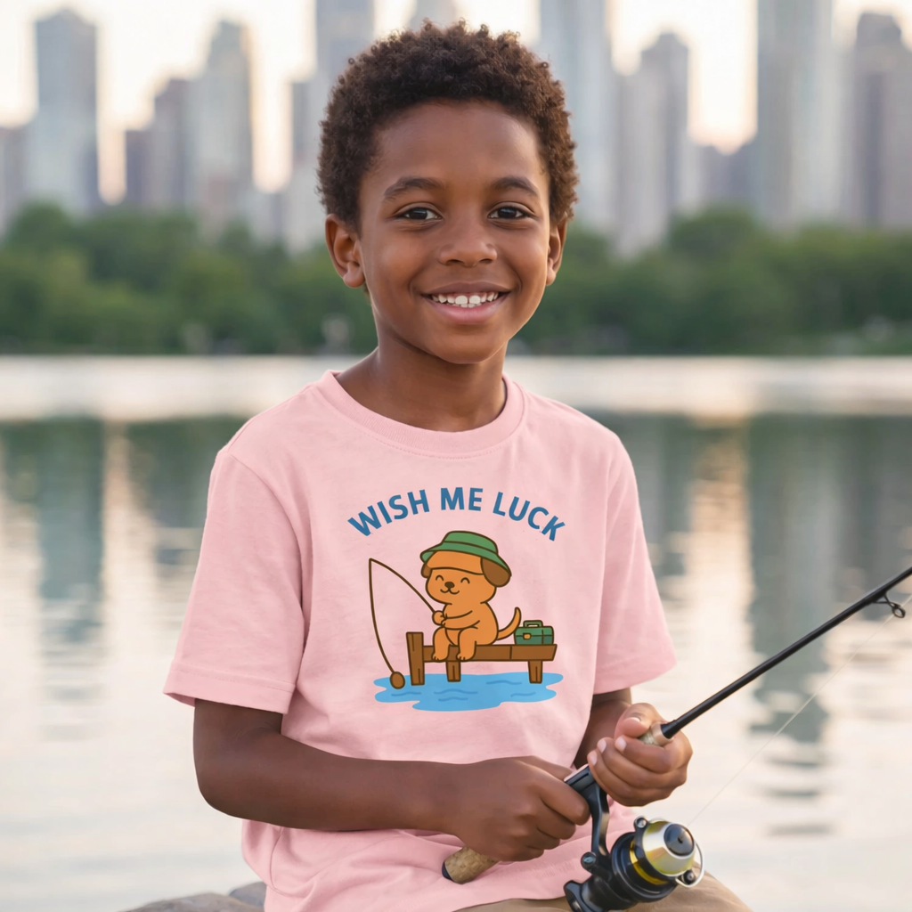 Kids Puppy on the Dock Fishing T-Shirt