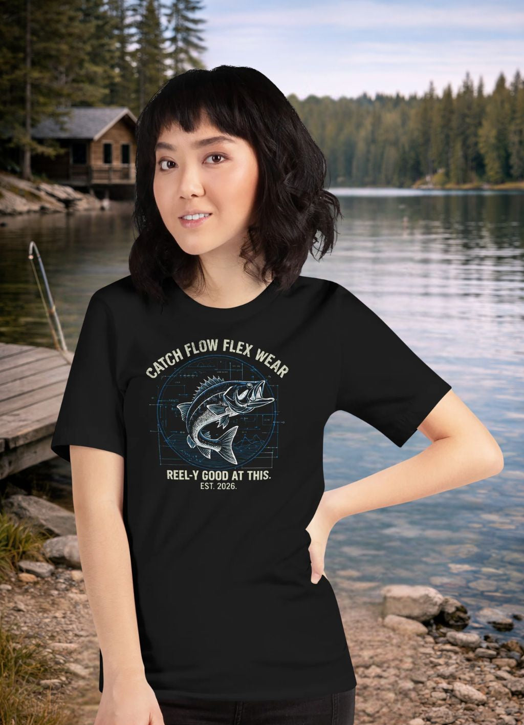 Reel-y funny fishing pun t-shirt - Catch Flow Flex Wear angler humor apparel